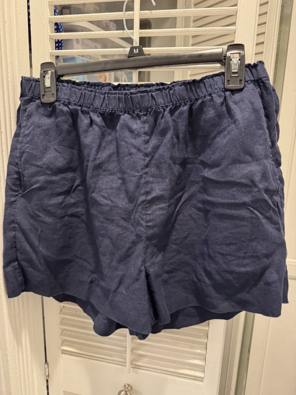 J Crew Size Medium Navy Elastic Waist Casual Shorts with Pockets